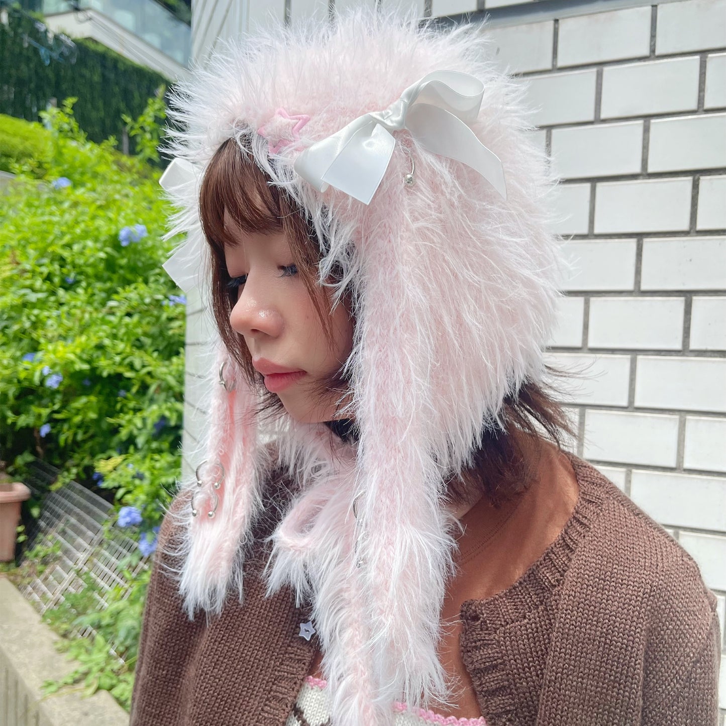 Fluffy bunny bonnet / Pink / バニーボンネット