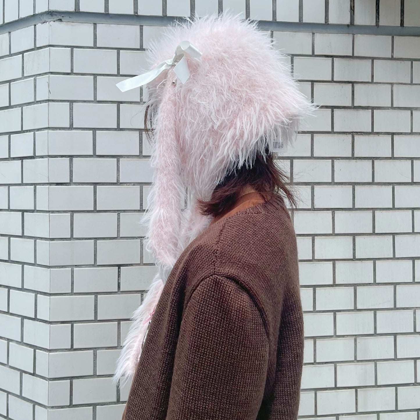 Fluffy bunny bonnet / Pink / バニーボンネット