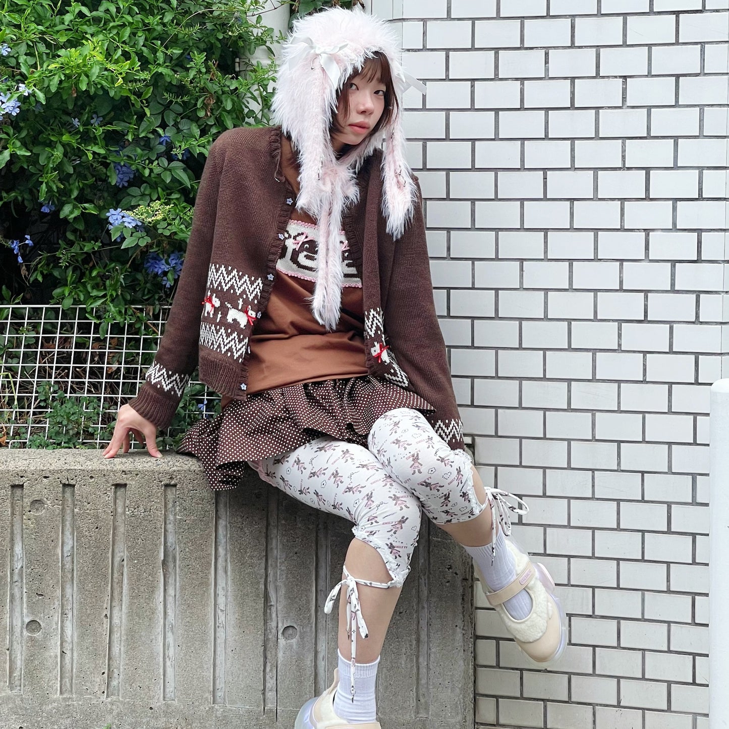 Fluffy bunny bonnet / Pink / バニーボンネット