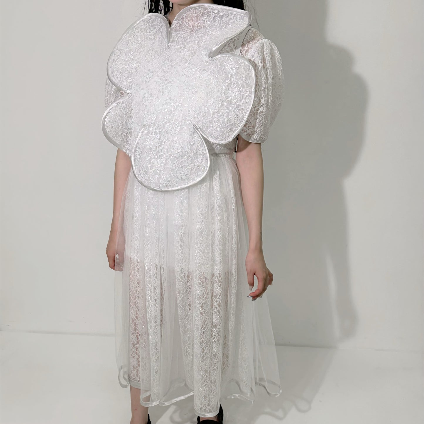 Flower lace top / White / フラワーレーストップ