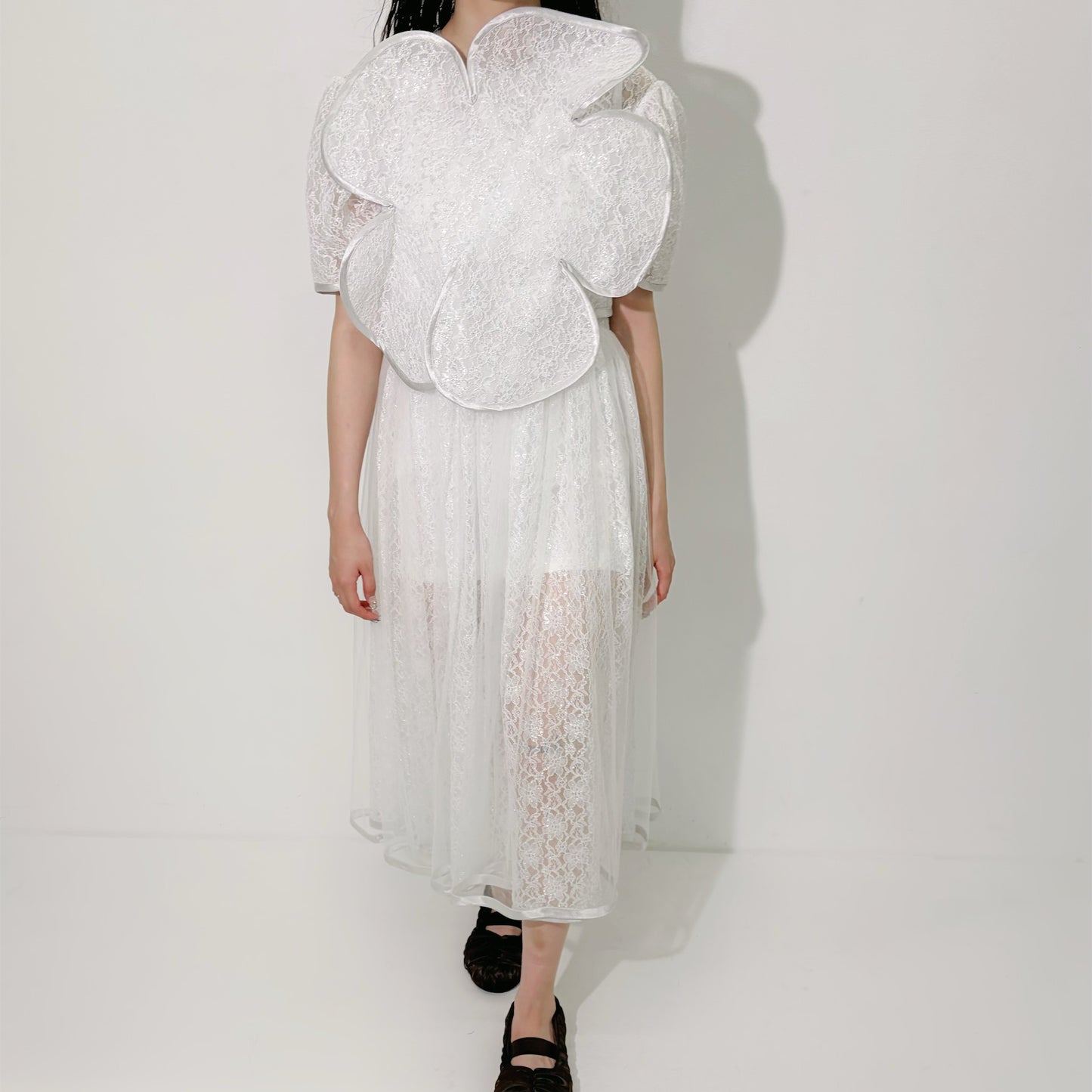 Flower lace top / White / フラワーレーストップ