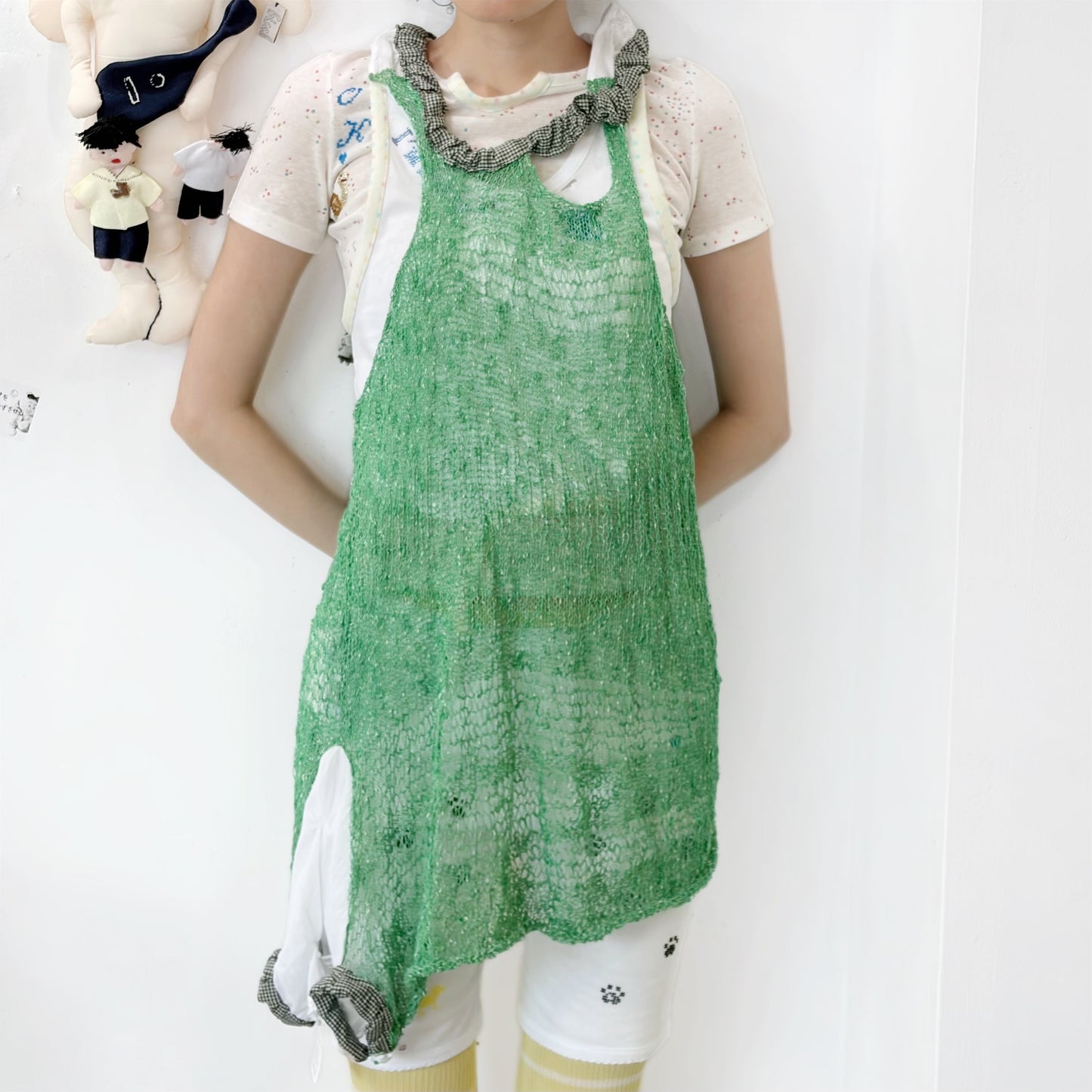 In the grassland dress / Green / サマーニットドレス