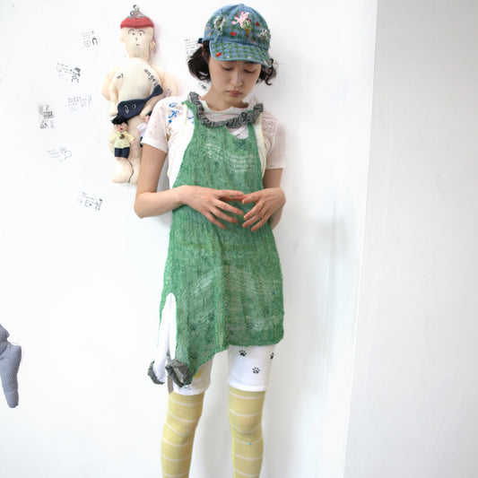 In the grassland dress / Green / サマーニットドレス