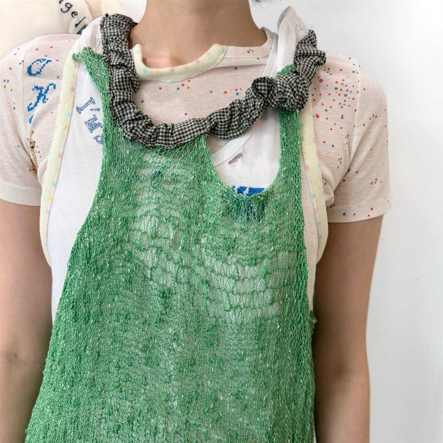 In the grassland dress / Green / サマーニットドレス