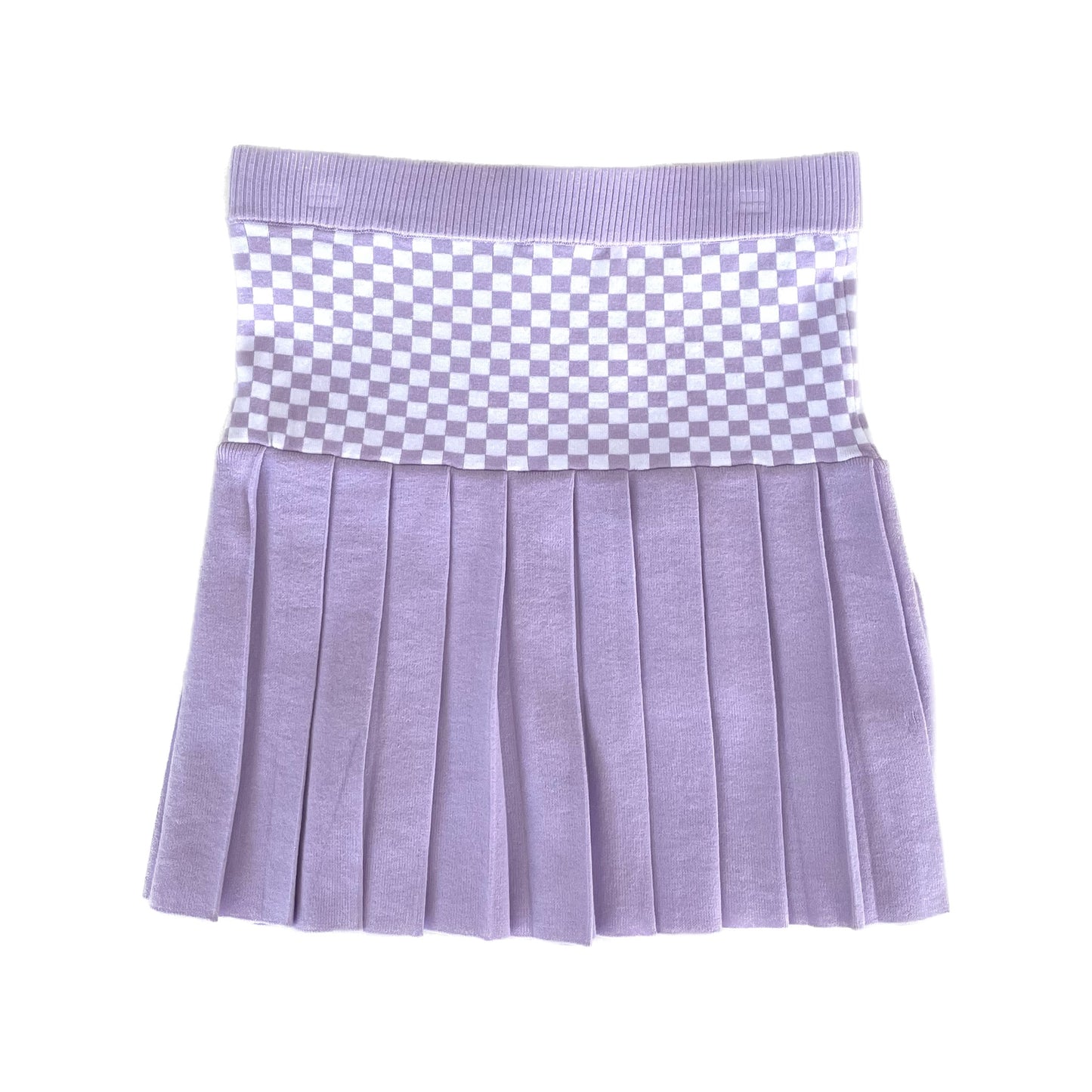 Checked Pleated Skirt / light pink and white / チェックプリーツニットスカート