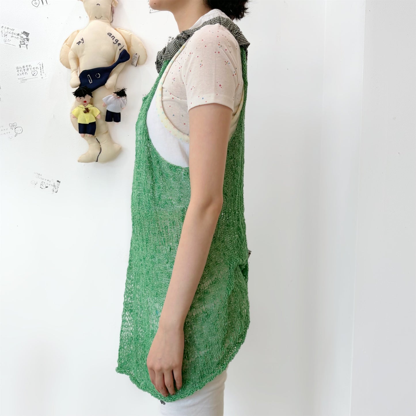 In the grassland dress / Green / サマーニットドレス