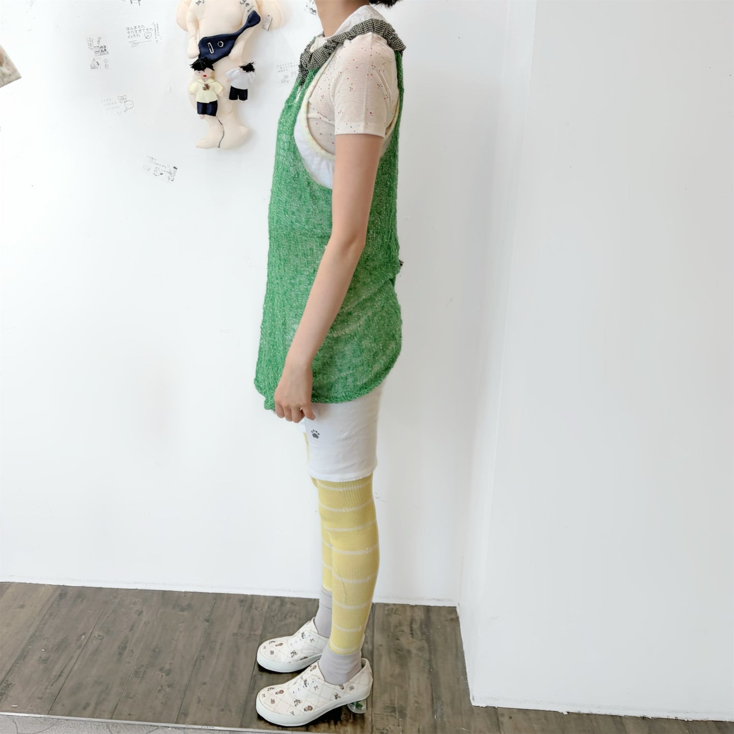 In the grassland dress / Green / サマーニットドレス