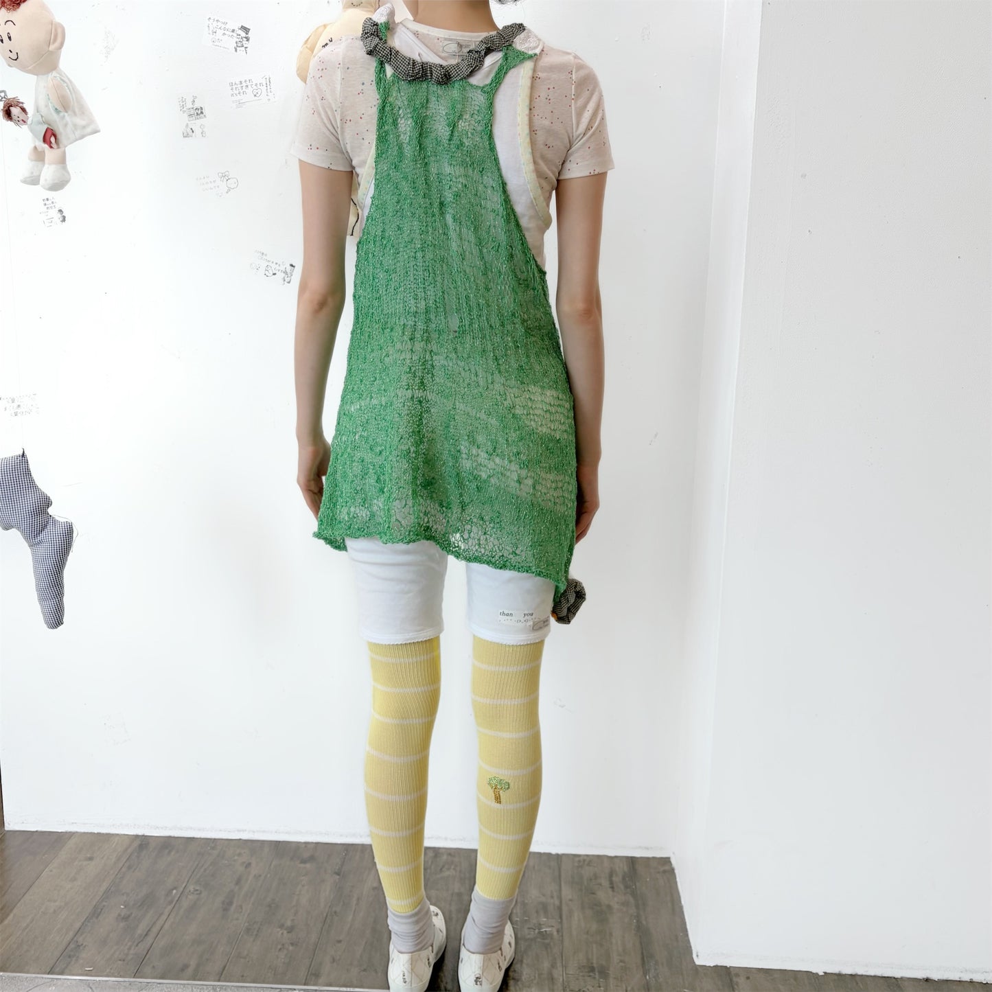 In the grassland dress / Green / サマーニットドレス