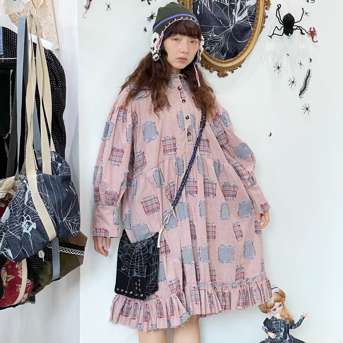 Fake patchwork dress / Pink / フェイクパッチワークドレス | シープ / SHEEP | yushokobayashi