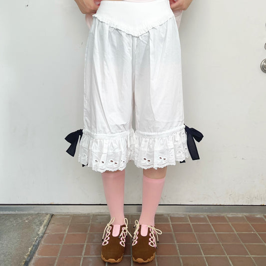 Cyndi bermuda pants / White / コットンバミューダパンツ