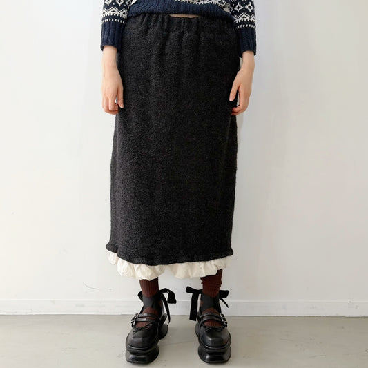fulling skirt / charcoal gray / 縮絨加工ニットスカート