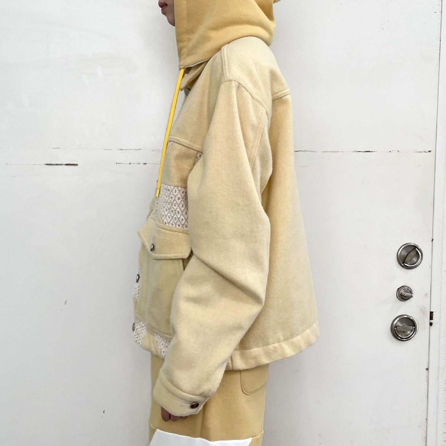 ANGORA MELTON QUILTED WORK BLOUSON / YELLOW / アンゴラメルトンキルトブルゾン