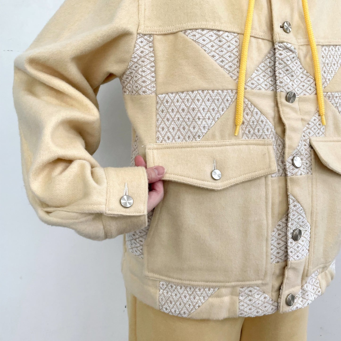 ANGORA MELTON QUILTED WORK BLOUSON / YELLOW / アンゴラメルトンキルトブルゾン