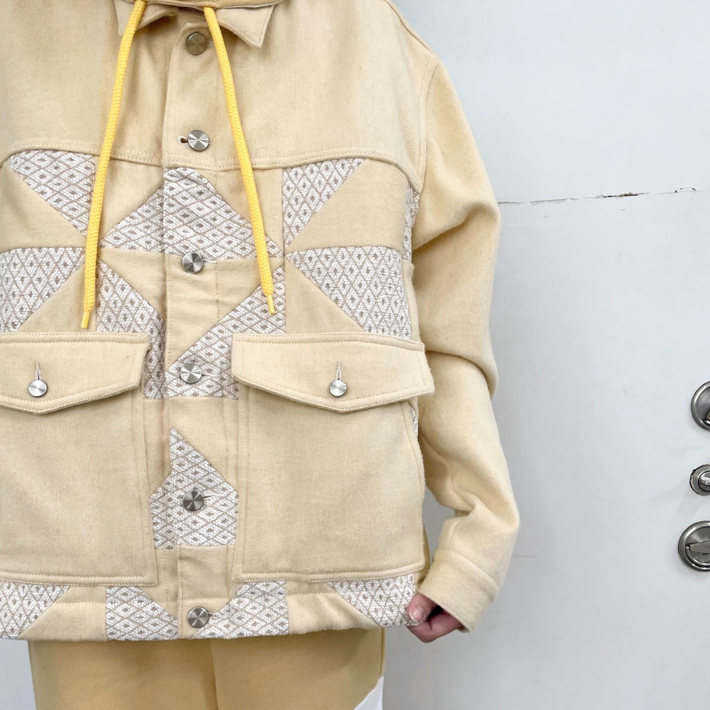 ANGORA MELTON QUILTED WORK BLOUSON / YELLOW / アンゴラメルトンキルトブルゾン