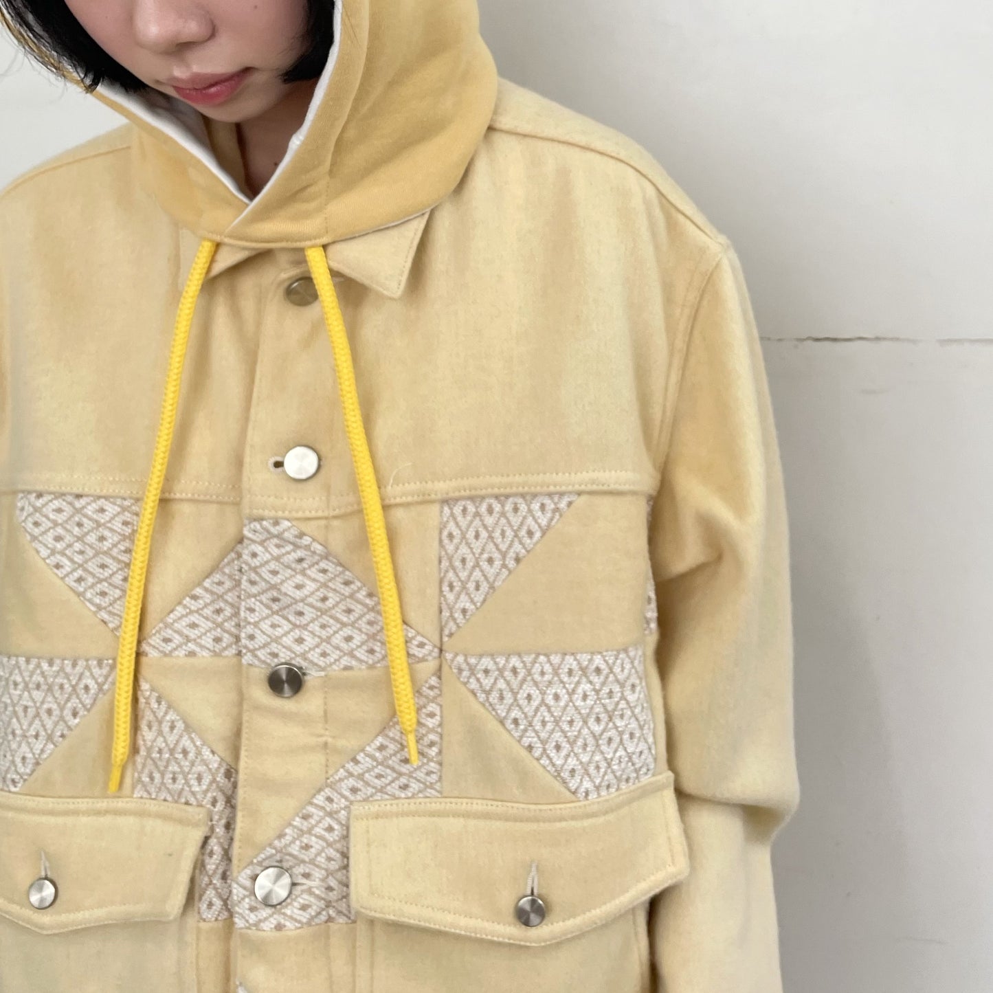 ANGORA MELTON QUILTED WORK BLOUSON / YELLOW / アンゴラメルトンキルトブルゾン