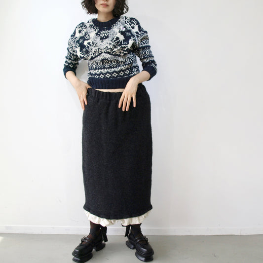 fulling skirt / charcoal gray / 縮絨加工ニットスカート