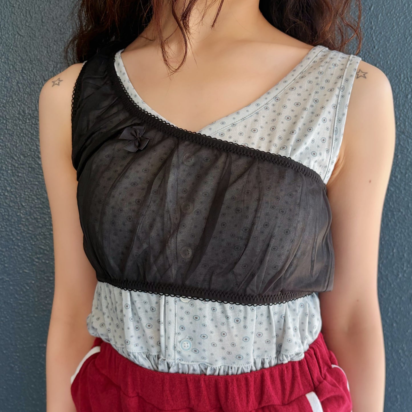 NICKER SHEER TOP / BLACK / シアーランジェリートップ