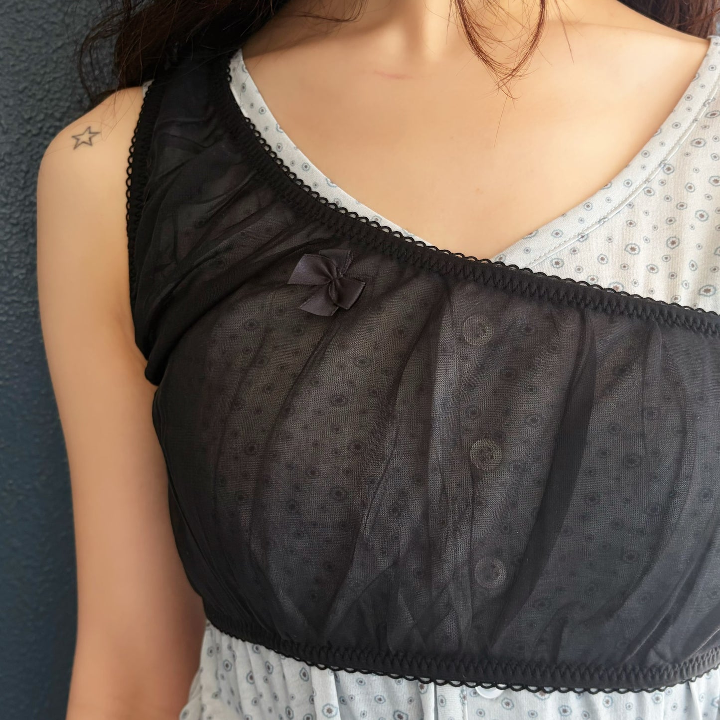 NICKER SHEER TOP / BLACK / シアーランジェリートップ