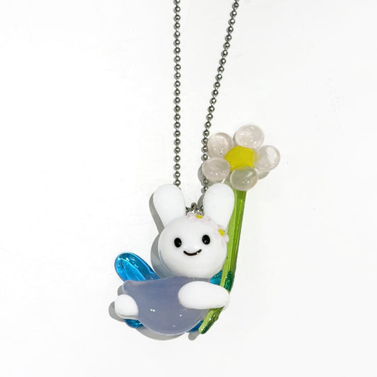 [X YOUNGART] Glass Fairy Flower KIDDY Necklace / うさぎのガラスネックレス