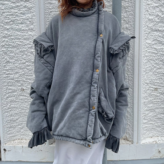 BIG PUFFER FRILL BLOUSON / BLACK / フリルジャケット