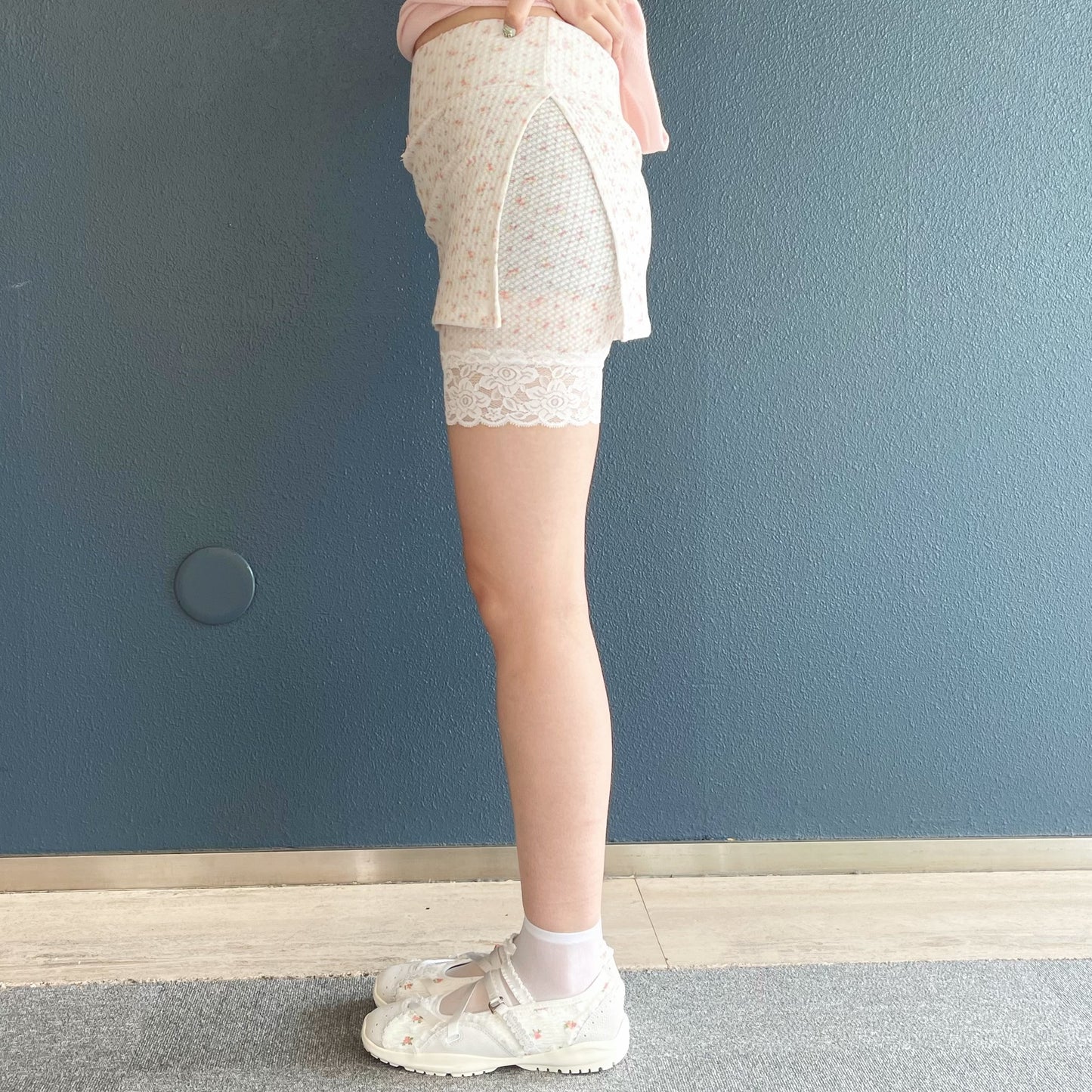 ★fa.er.ie★flower jacquard skirt pants (cream)★韓国送料込 fa.er.ie] flower jacquard skirt pants / cream / フラワー