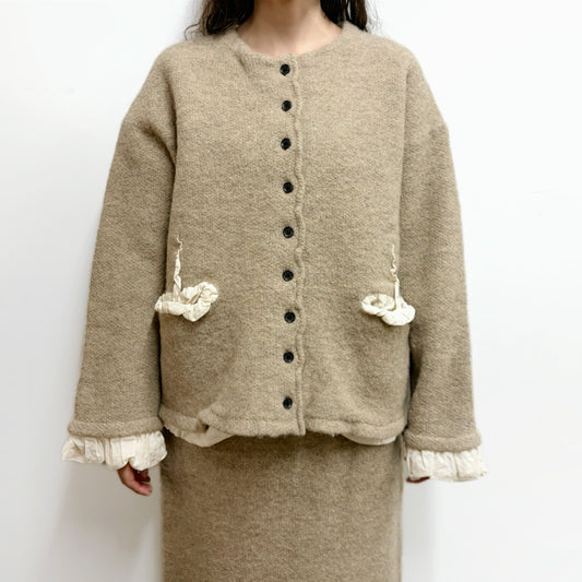 fulling jacket / beige / 縮絨加工ニットジャケット