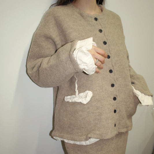 fulling jacket / beige / 縮絨加工ニットジャケット