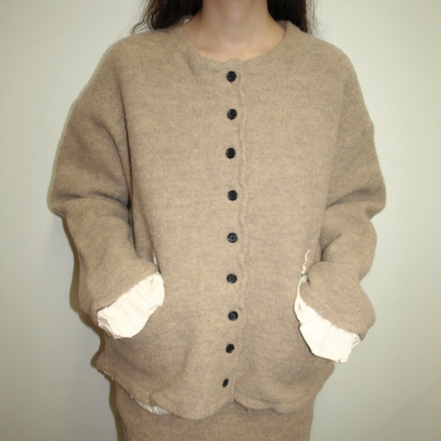 fulling jacket / beige / 縮絨加工ニットジャケット
