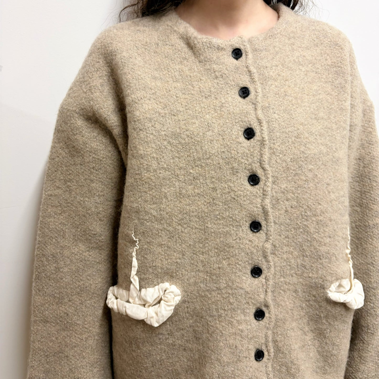 fulling jacket / beige / 縮絨加工ニットジャケット