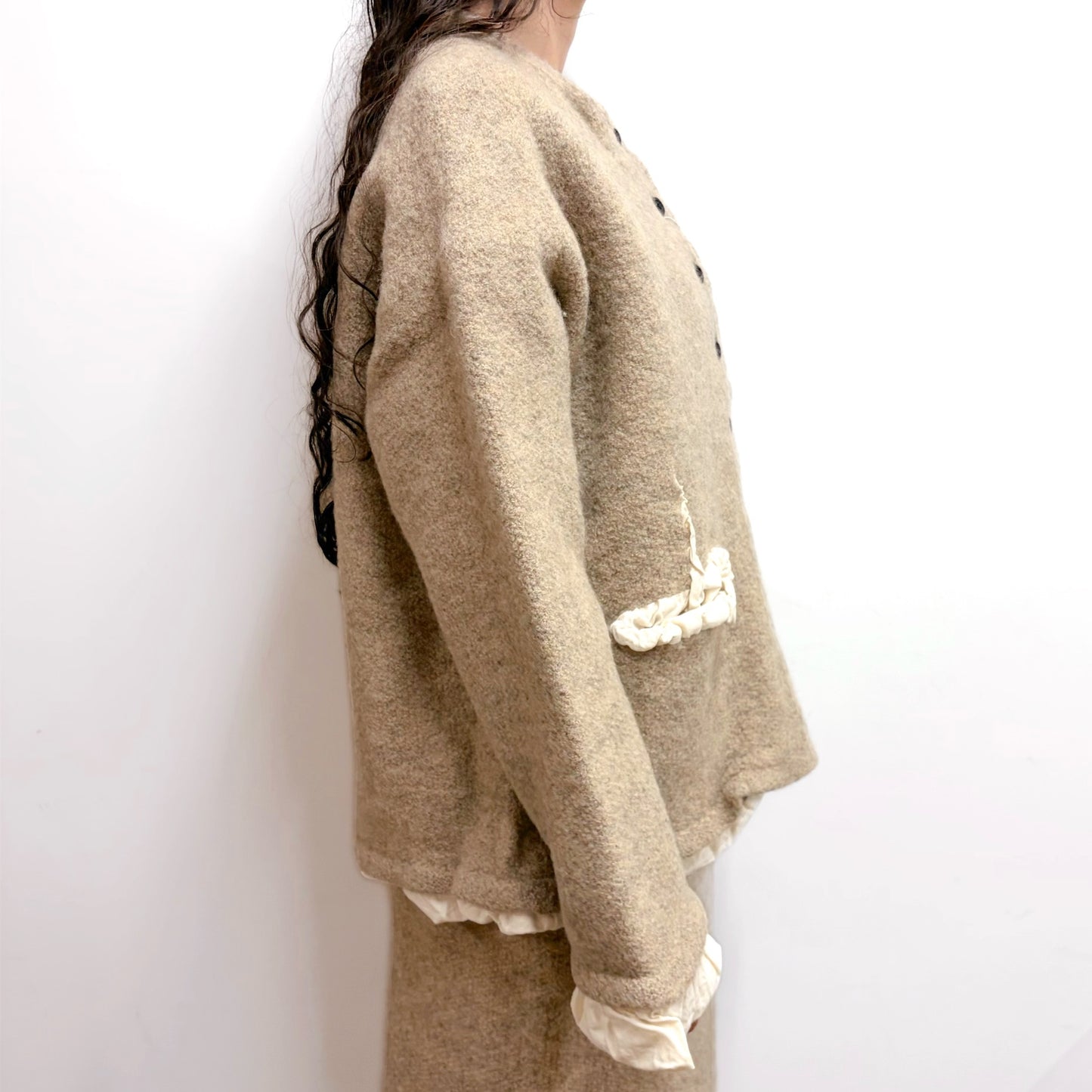 fulling jacket / beige / 縮絨加工ニットジャケット