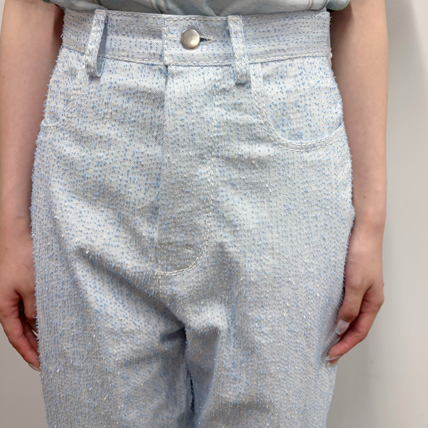 loop needle pants / light blue / ループニードルトップ