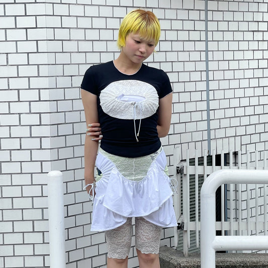 LACE CIRCLE TOP / BLACK / レースサークルトップ