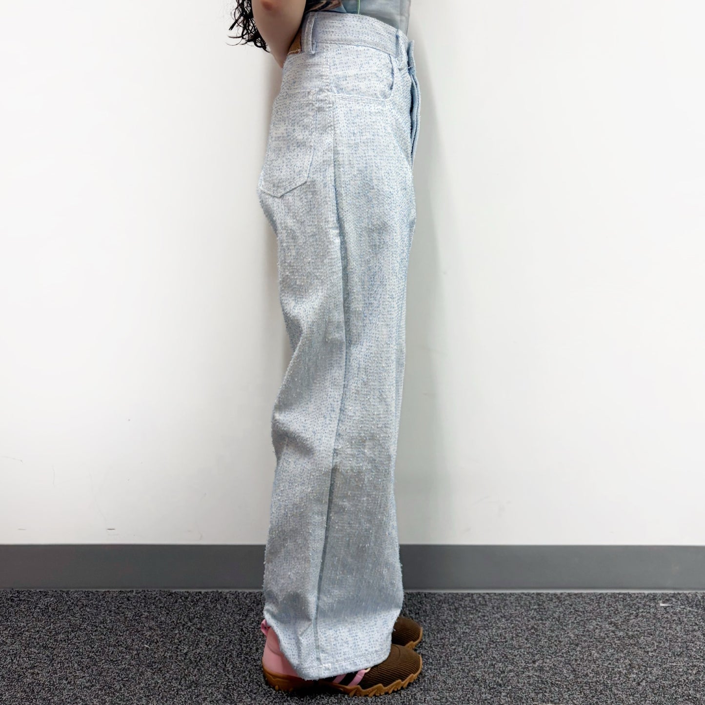 loop needle pants / light blue / ループニードルトップ