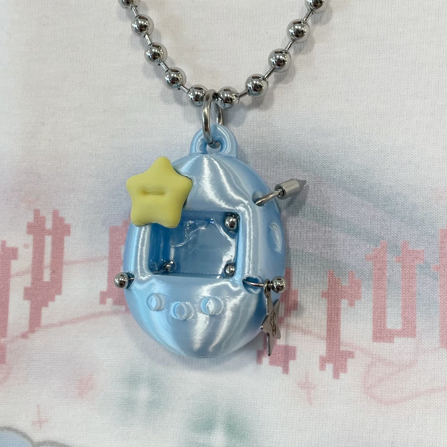 STAR TAMAGOJIMI NECKLACE / Sky Blue + Matte Yellow / たまごゲームネックレス