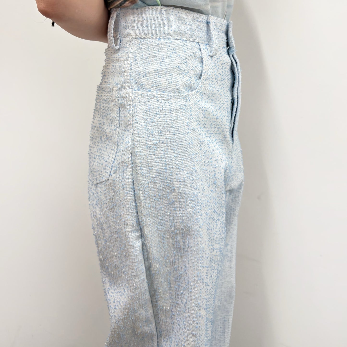 loop needle pants / light blue / ループニードルトップ