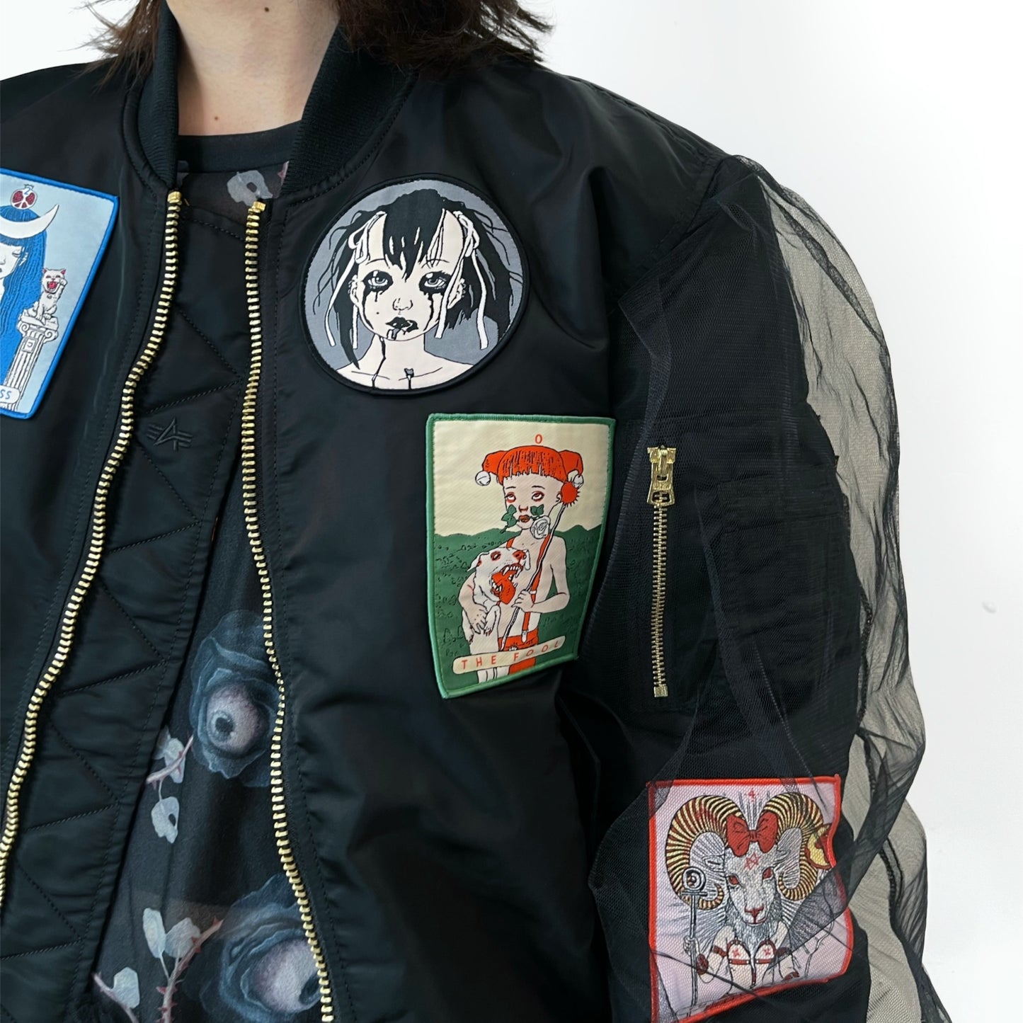 KIDILL × ALPHA INDUSTRIES COLLABORATION BABYART MA-1 FLIGHT JACKET EMBROIDERED PATCH ARTWORK BY TREVOR BROWN / コラボレーションMA-1