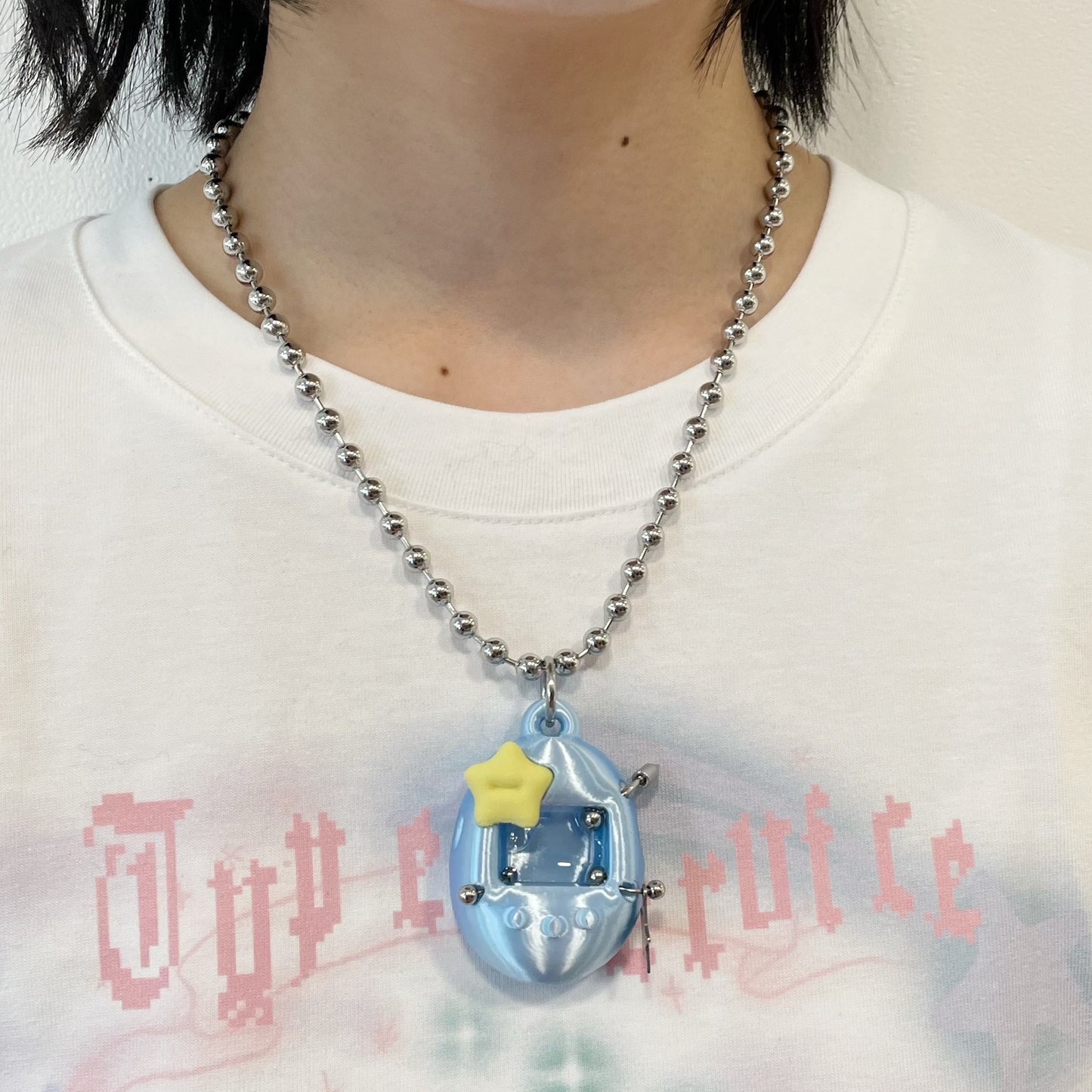 STAR TAMAGOJIMI NECKLACE / Sky Blue + Matte Yellow / たまごゲームネックレス
