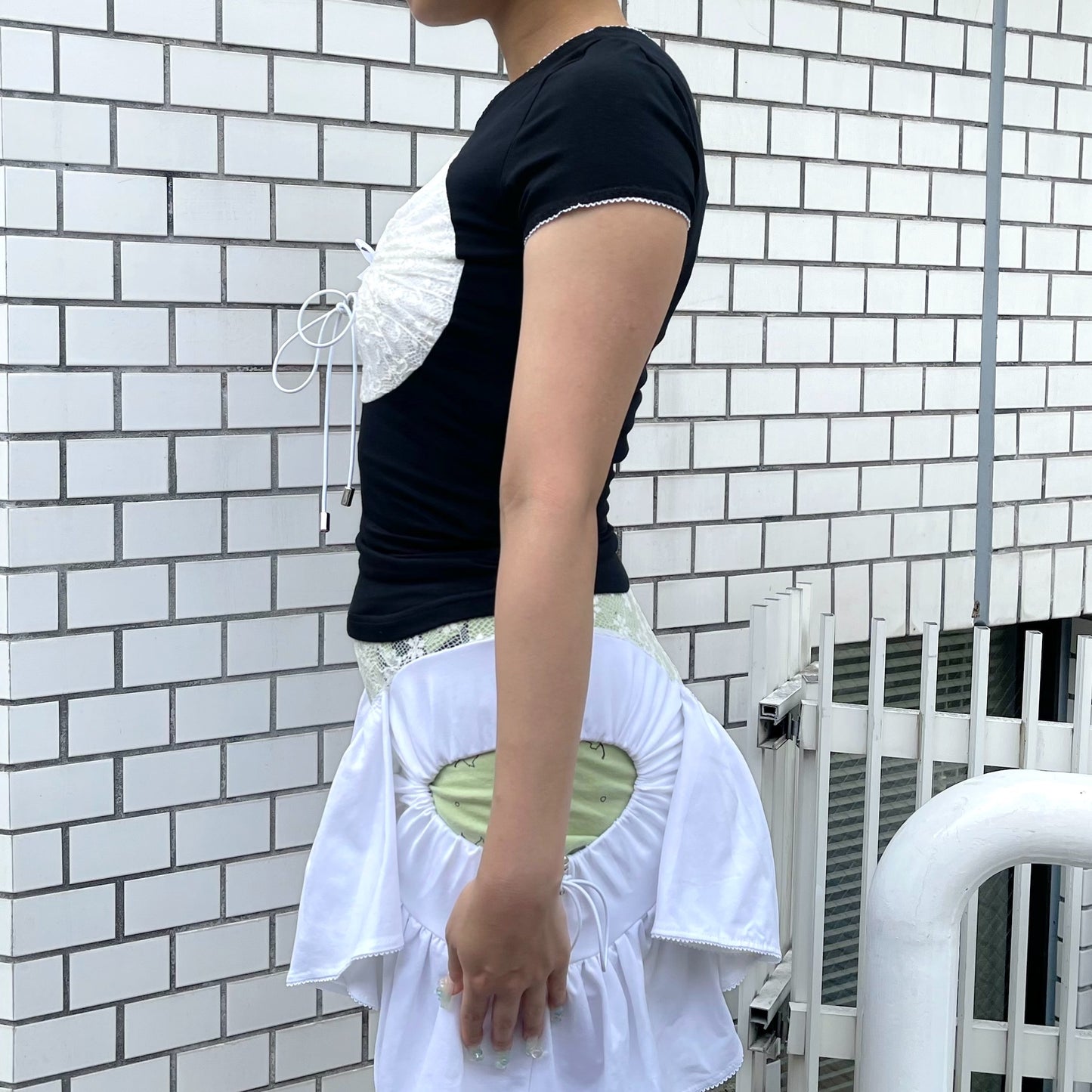 LACE CIRCLE TOP / BLACK / レースサークルトップ