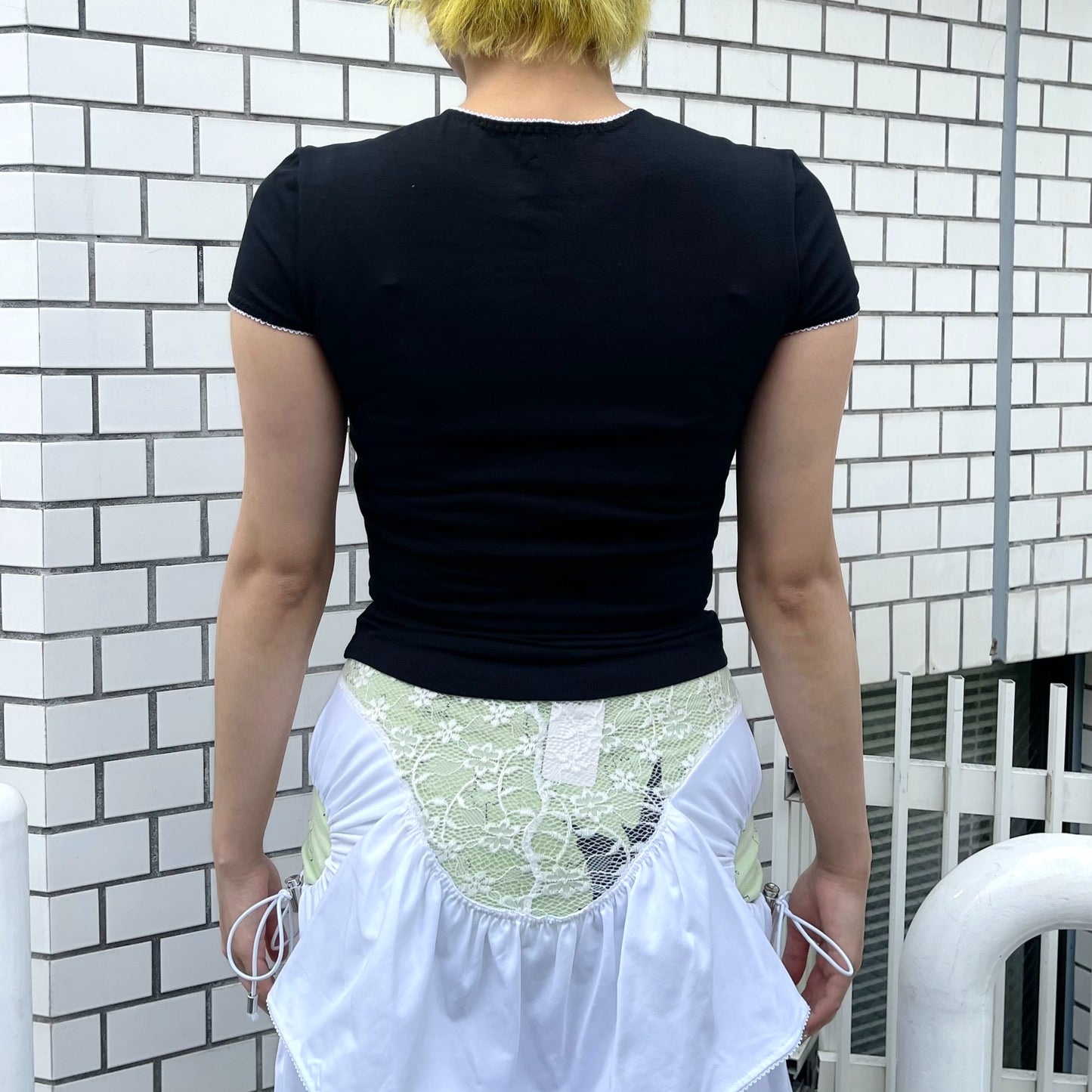 LACE CIRCLE TOP / BLACK / レースサークルトップ