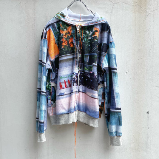 sweat zip up parka / building /  スウェットジップパーカー