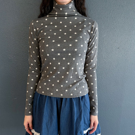 [F.E.E.S] star eyelet turtleneck / charcoal / スタータートルネックトップ