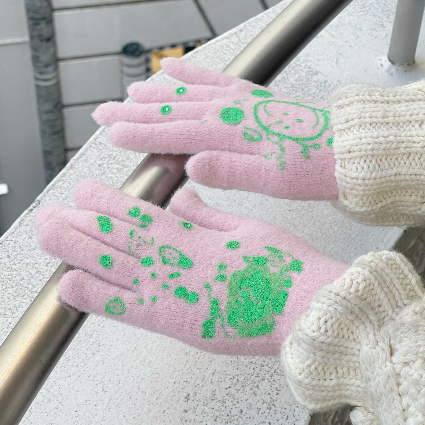 【SHEEP SOUVENIR】sheep vs winter knit glove / pink / 手袋