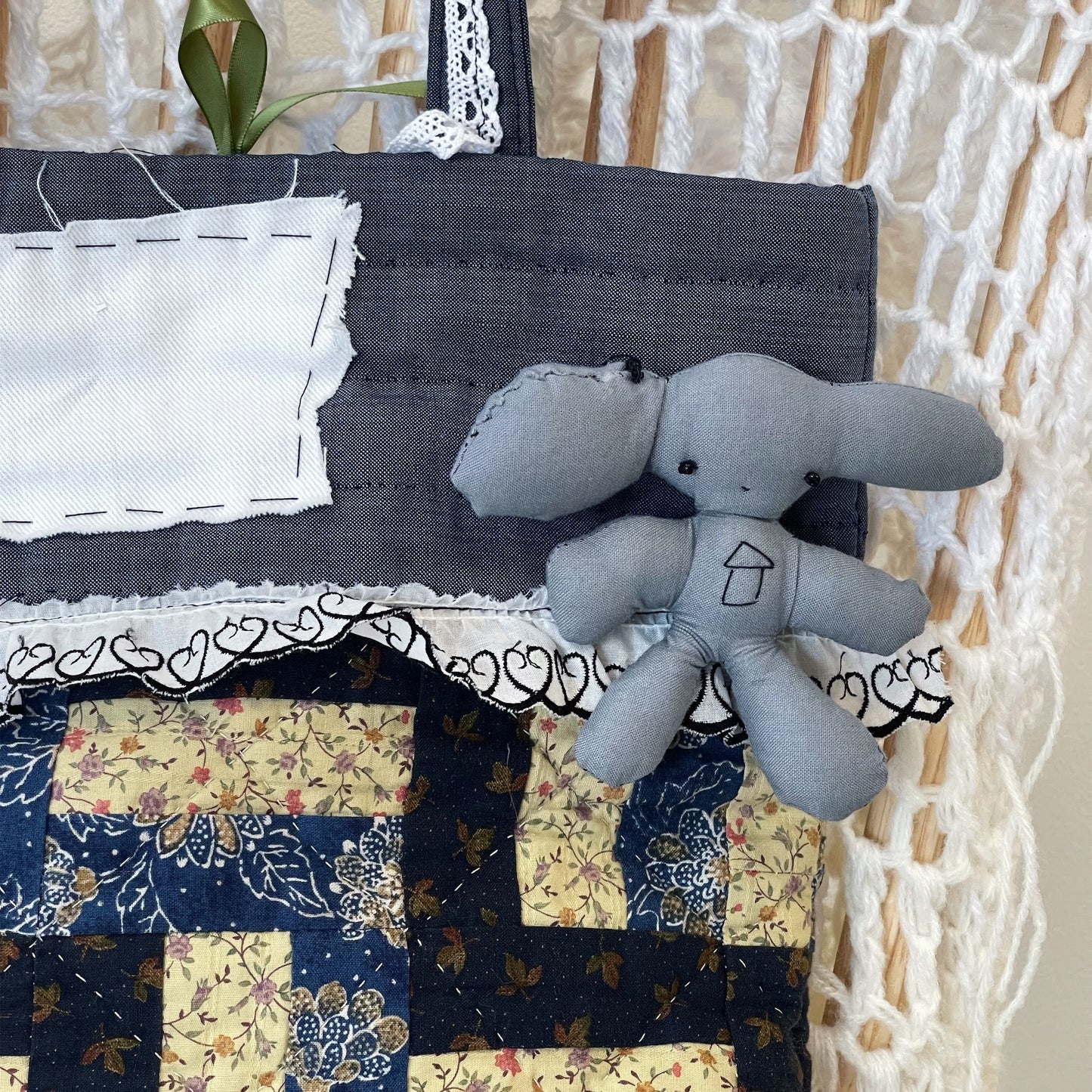 Patch work Bag+ / Blue / パッチワークトートバッグ