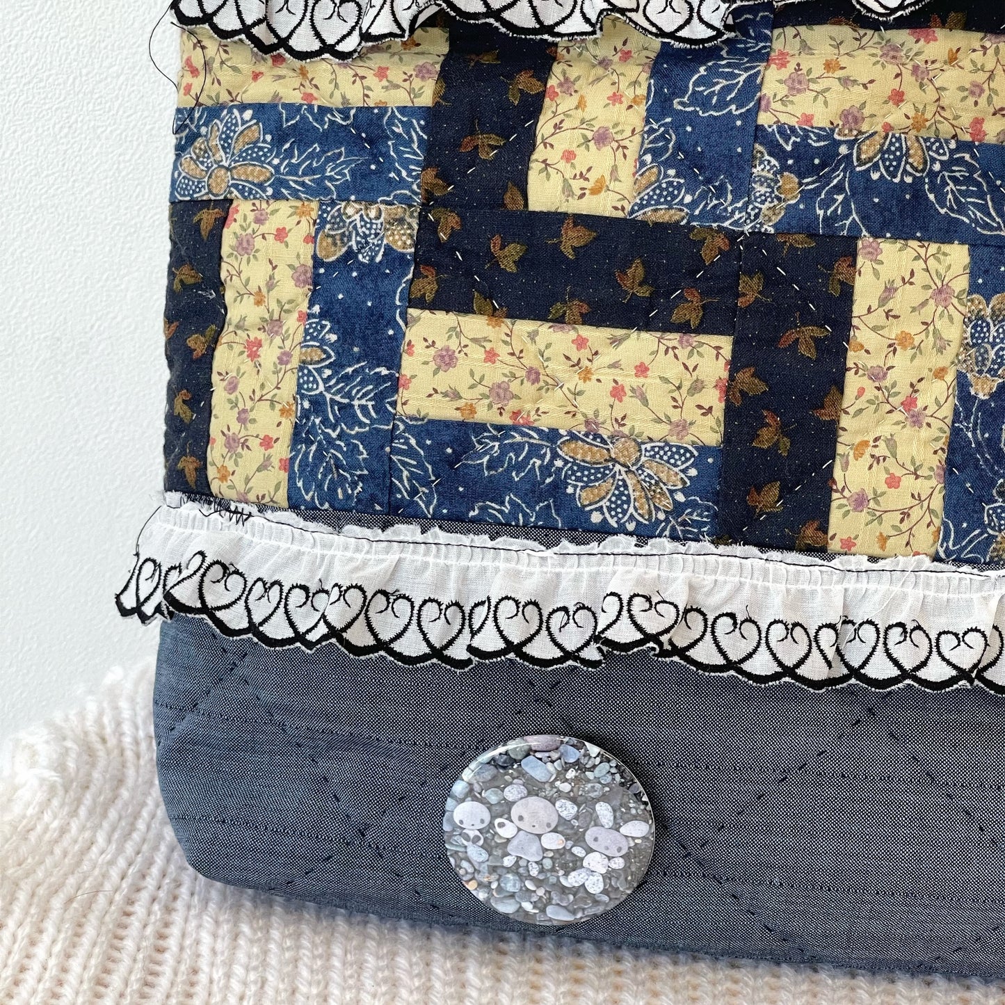 Patch work Bag+ / Blue / パッチワークトートバッグ