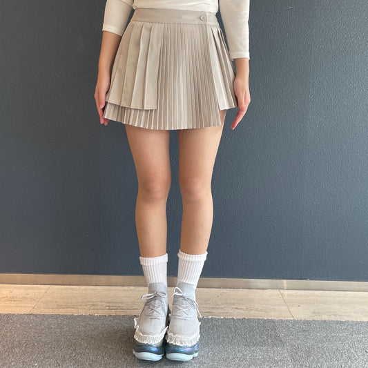 [fa.er.ie] accordion pleats buckle skirt / beige / アコーディオンプリーツスカート