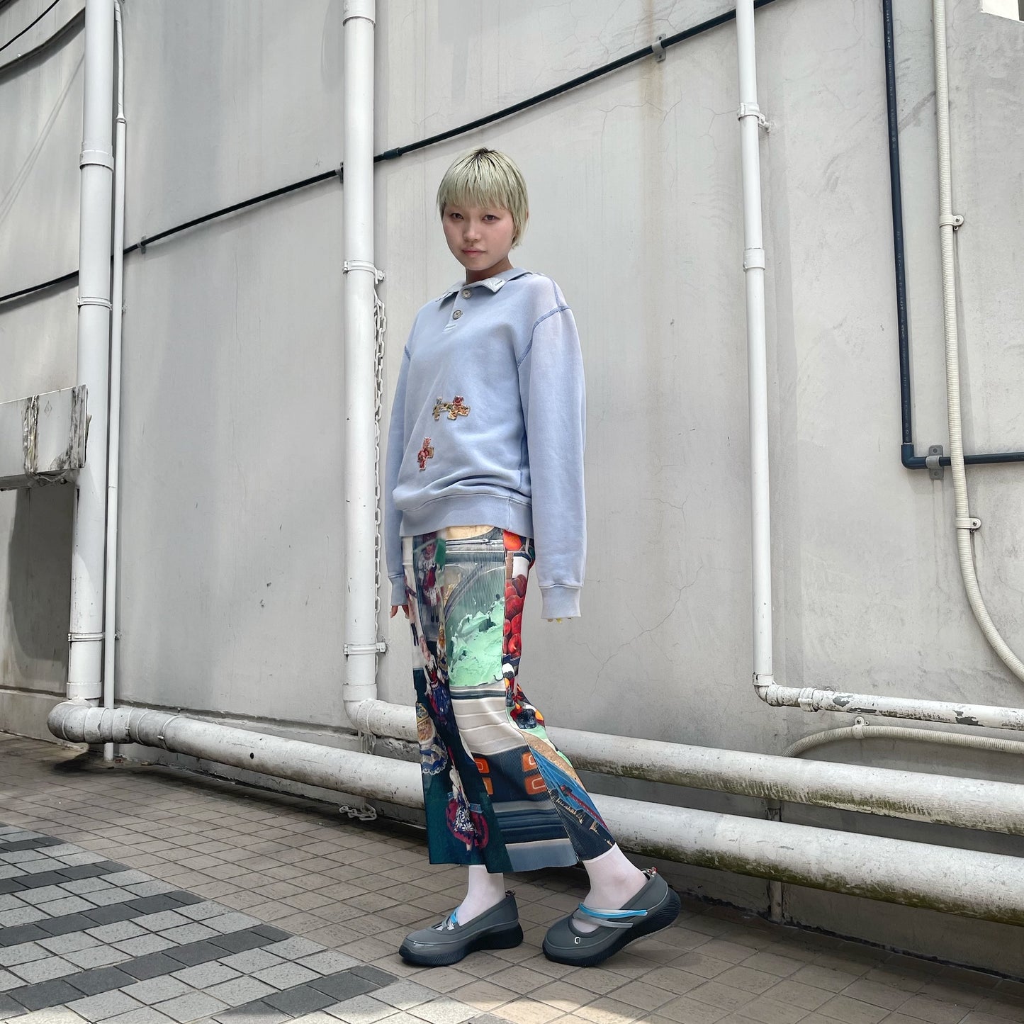 【SHEEP LIMITED】PRINT RIB SKIRT / LANDSCAPE / プリントリブスカート
