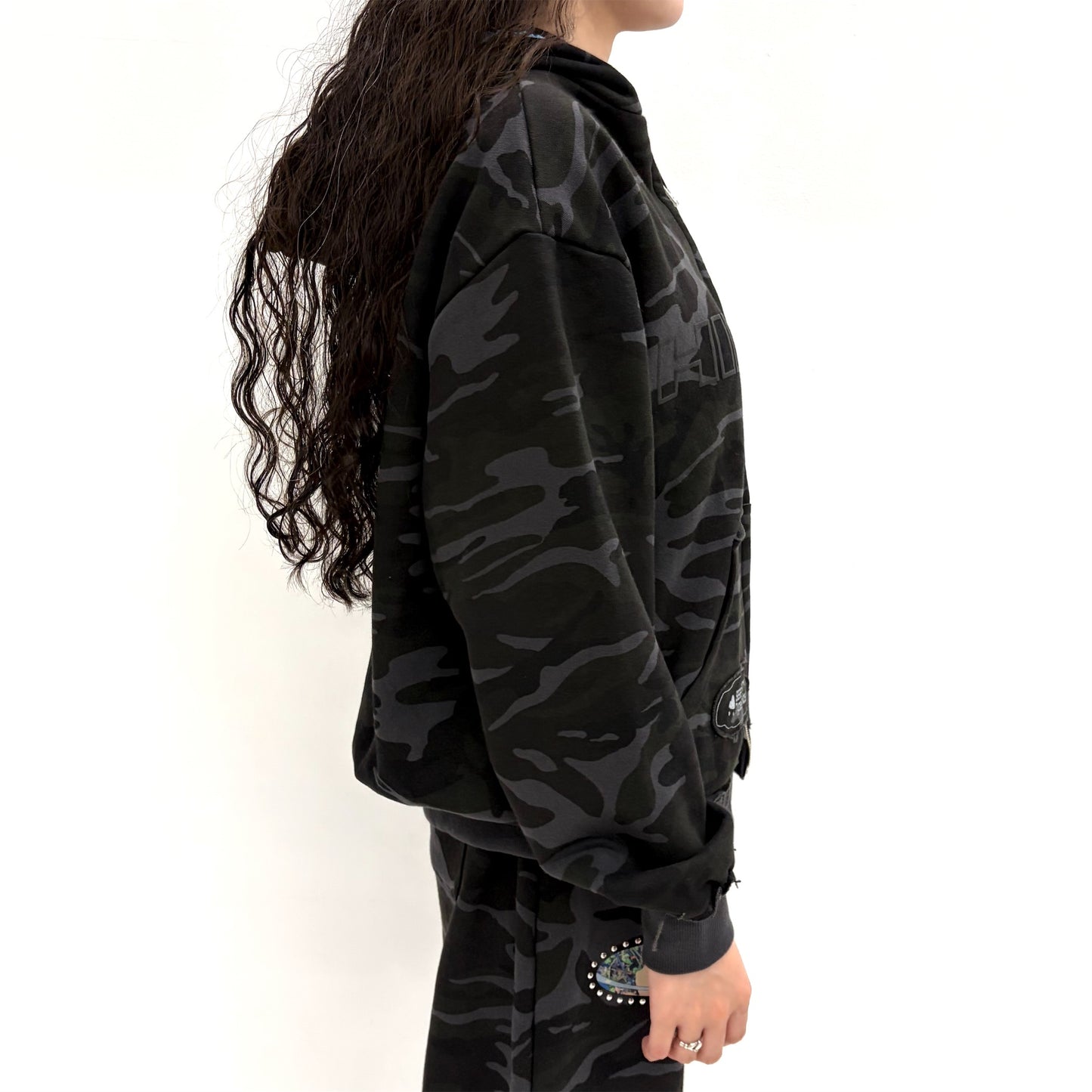 HIROMI X TSW Camo Zip Hoodie / Charcoal / カモフラージュダブルジップフーディー