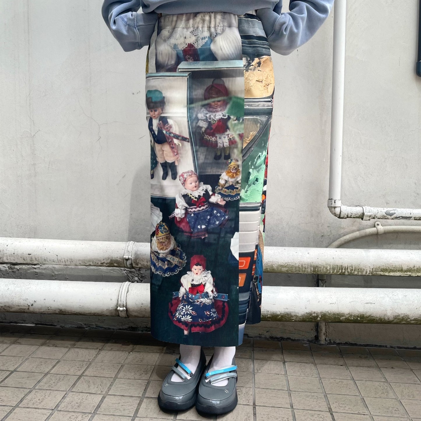 【SHEEP LIMITED】PRINT RIB SKIRT / LANDSCAPE / プリントリブスカート