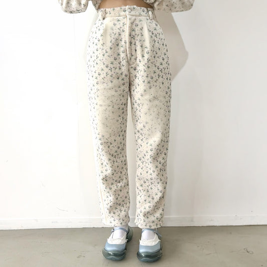 fading flower fleece pants / white / フェイディングフラワーフリースパンツ