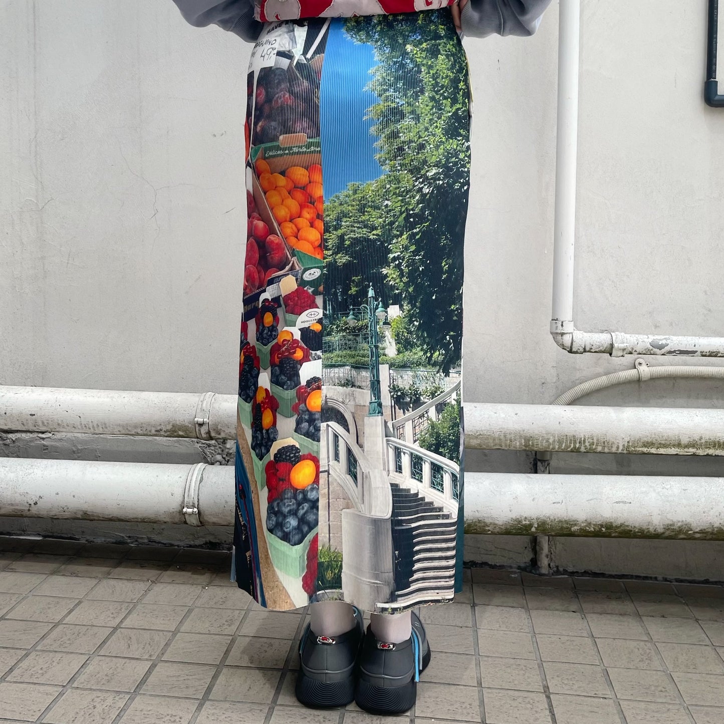 【SHEEP LIMITED】PRINT RIB SKIRT / LANDSCAPE / プリントリブスカート